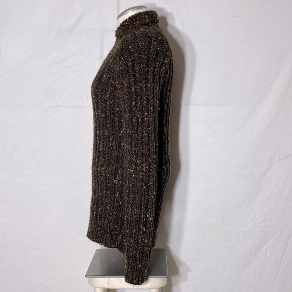 Vintage Hand Knit Brown Autumn Confetti Knit Sweater with Collar XL - Picture 2 of 10